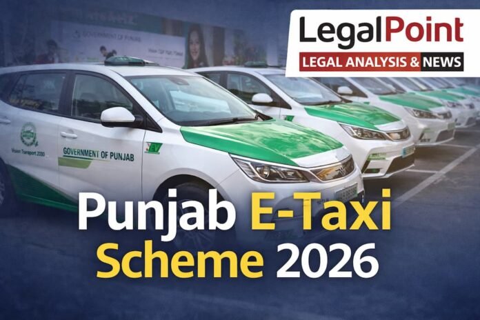 Featured image showing Punjab E-Taxi Scheme 2026 launch with electric taxis and text “Punjab E-Taxi Scheme 2026”